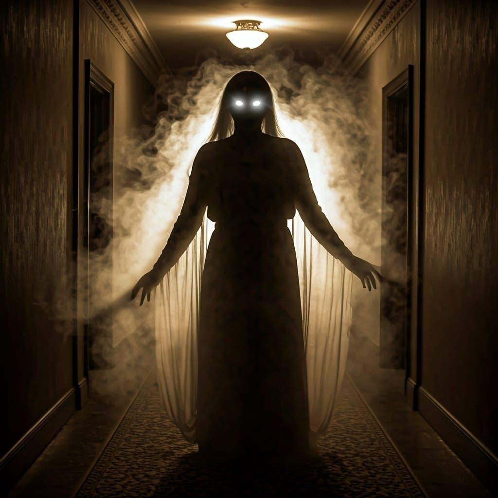 Ethereal Ghost Portrait in Sepia Tone