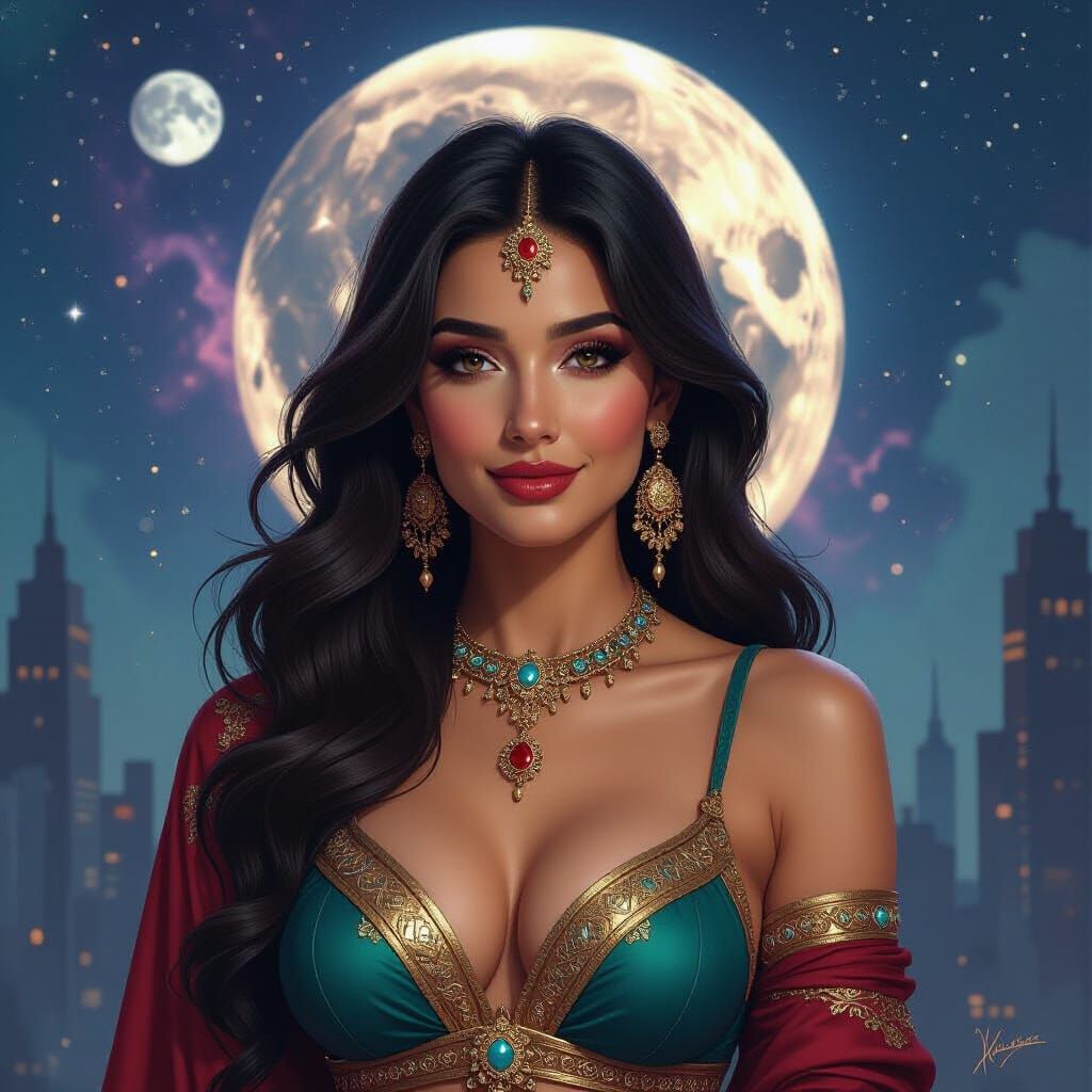 Rena Malik as Sci-Fi Orthodox Icon in Comic Book Style