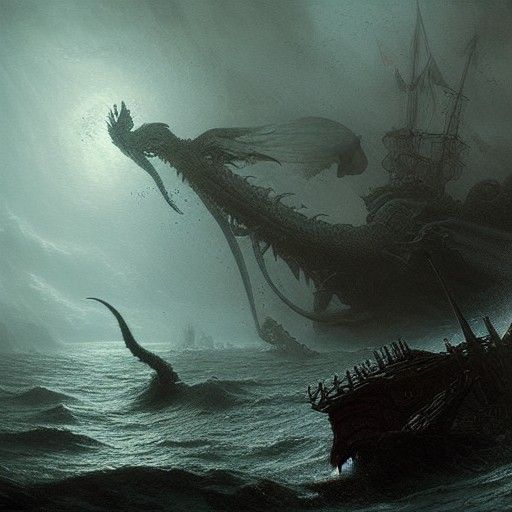Dragon and Kraken's Horror Battle for Elf Princess