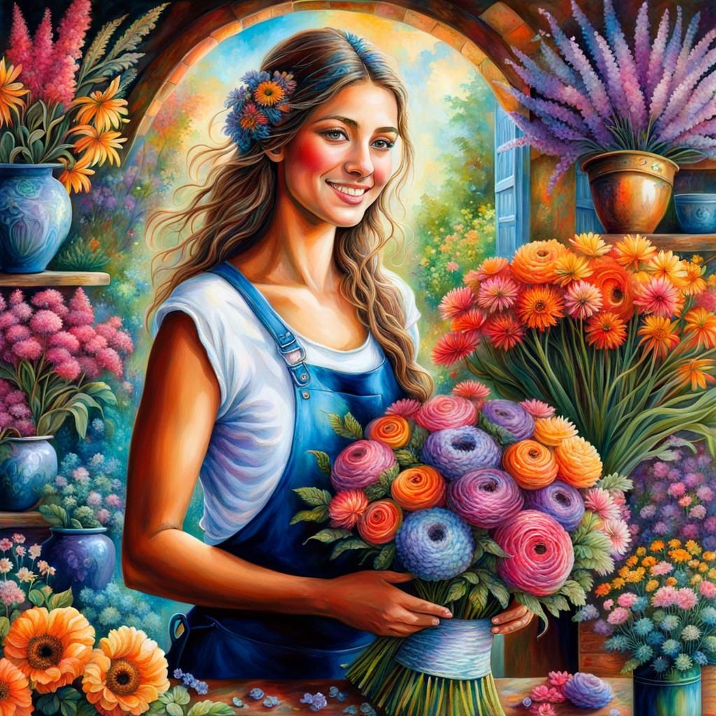 Colorful Florist Shop in Psychedelic Style