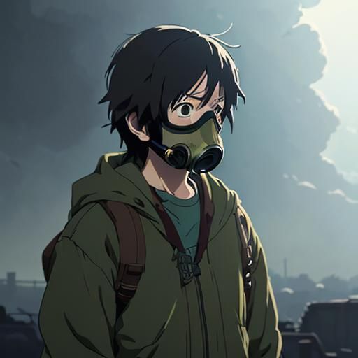Gas Mask in Studio Ghibli Anime Style