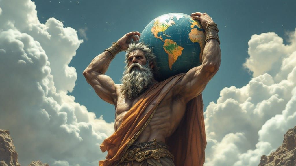Titan Atlas Holding World Digital Art