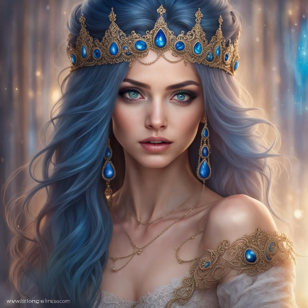 Beautiful Princess with Magic Book of Spells