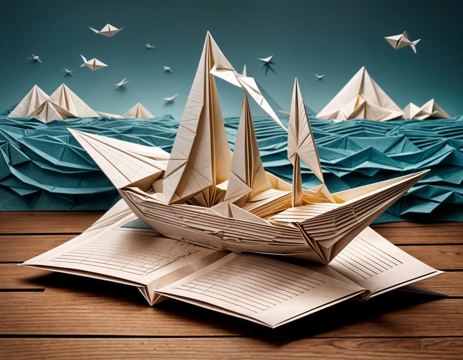 Origami Ship Unfolds From Pop-Up Book