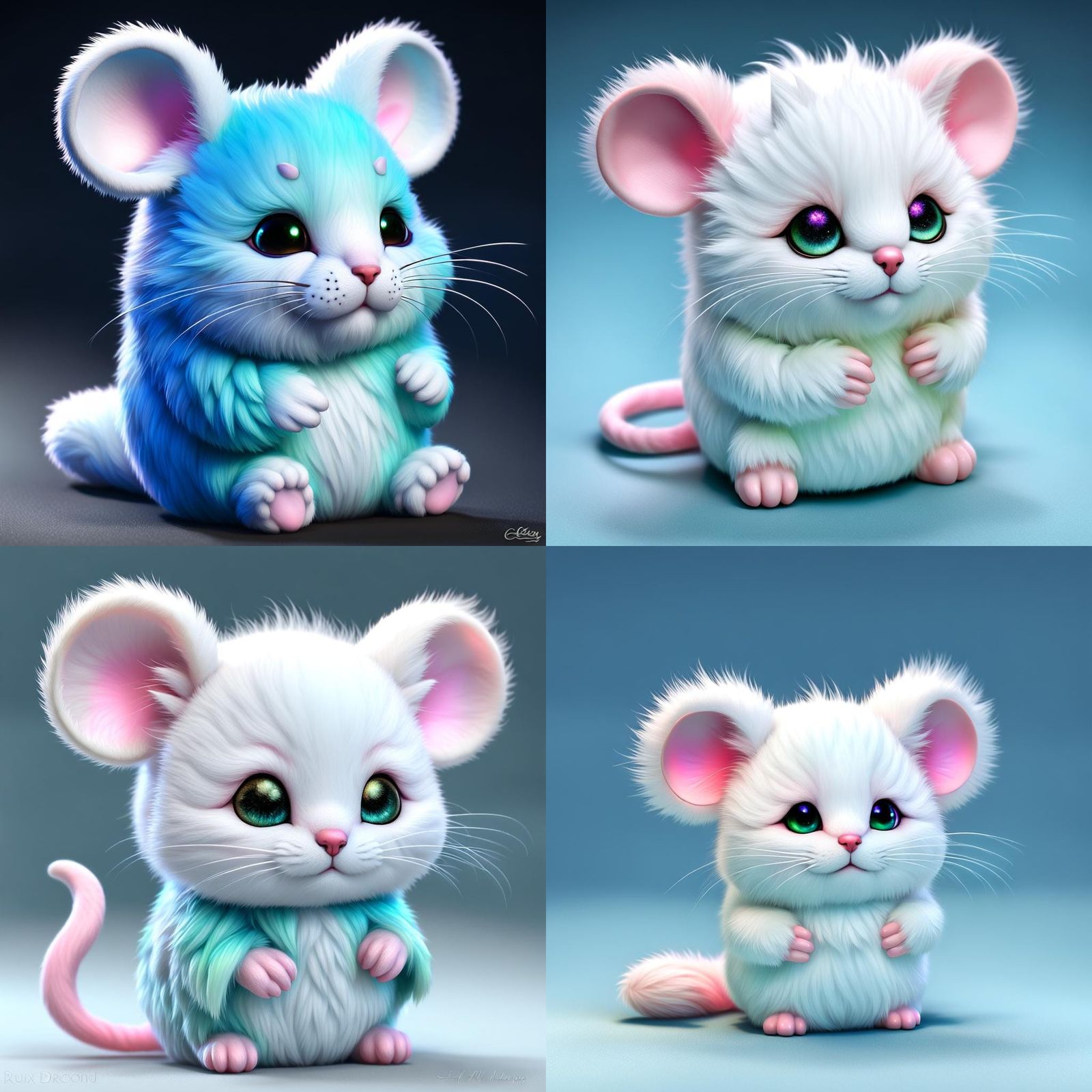 Chibi Mouse Fantasy Concept Art in Neon Style