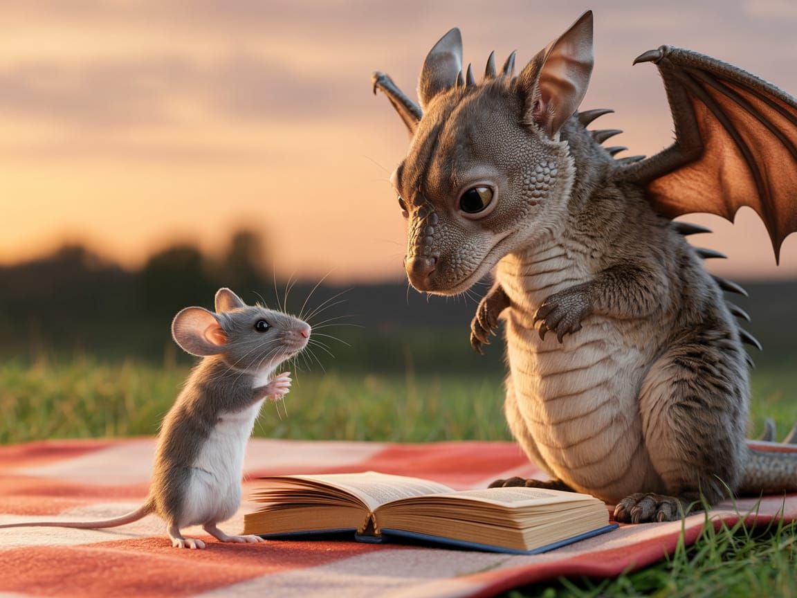 Mouse Meets Dragon on an Orange Evening