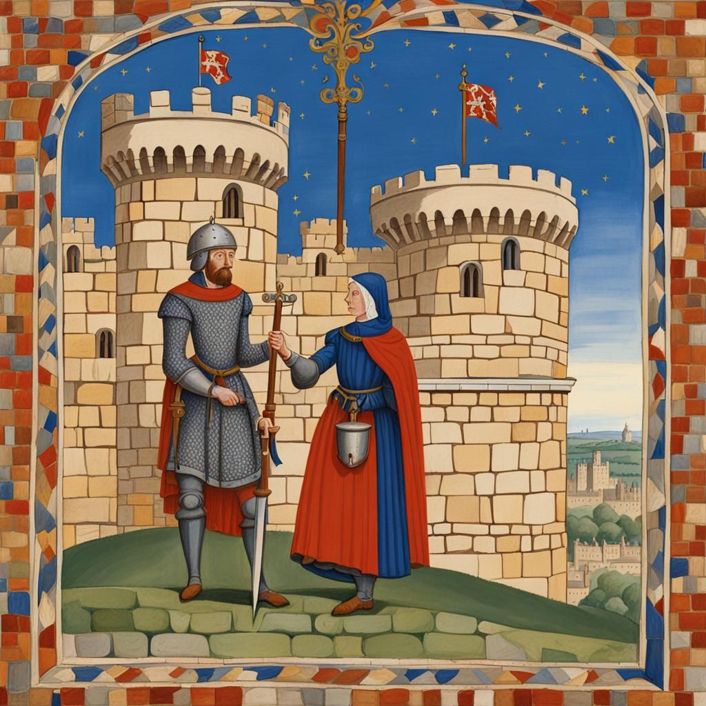 Medieval Manuscript: Woman Directs Knight at Lincoln Castle