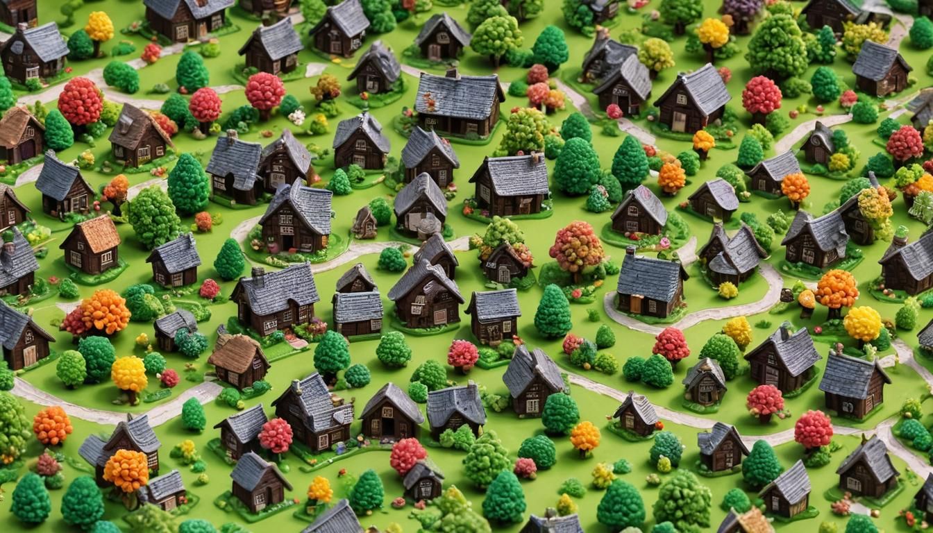 Gummy Candy Cottage in a Surreal Landscape