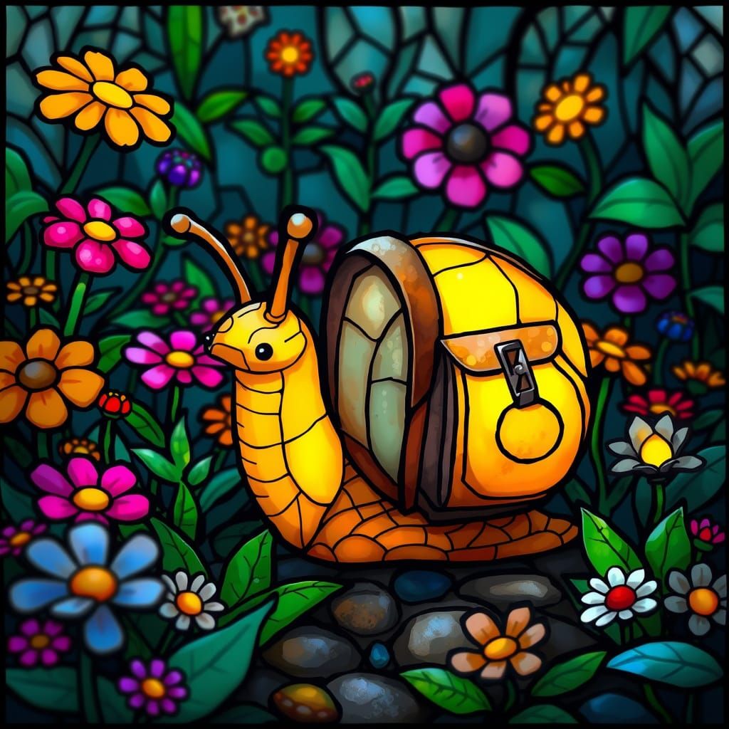 Snail's Whimsical Garden Adventure with Backpack