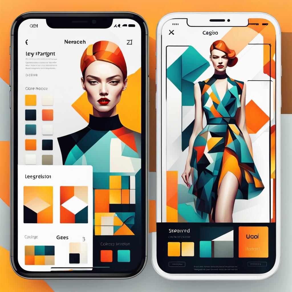 High Fashion App UI Design in Cubist Style