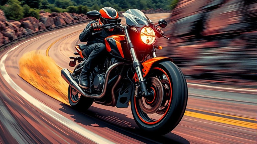 Dynamic Motorcycle in Expressive Line Work