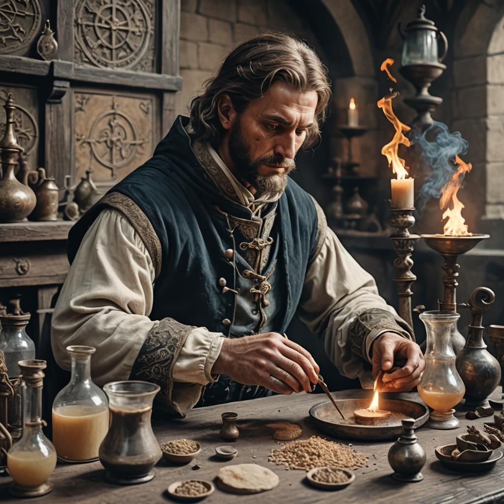 Medieval Alchemist in Dark Age: Pale Pastel Aesthetic