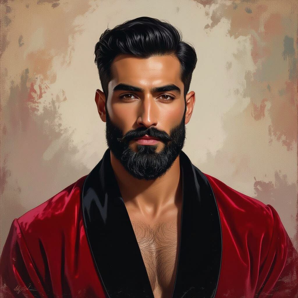 Masterpiece Portrait of a Man in Velvet Robe