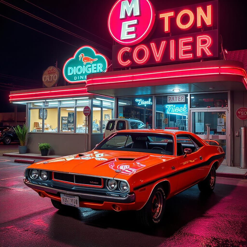 1970 Dodge Challenger R/T in Neon Diner Glow