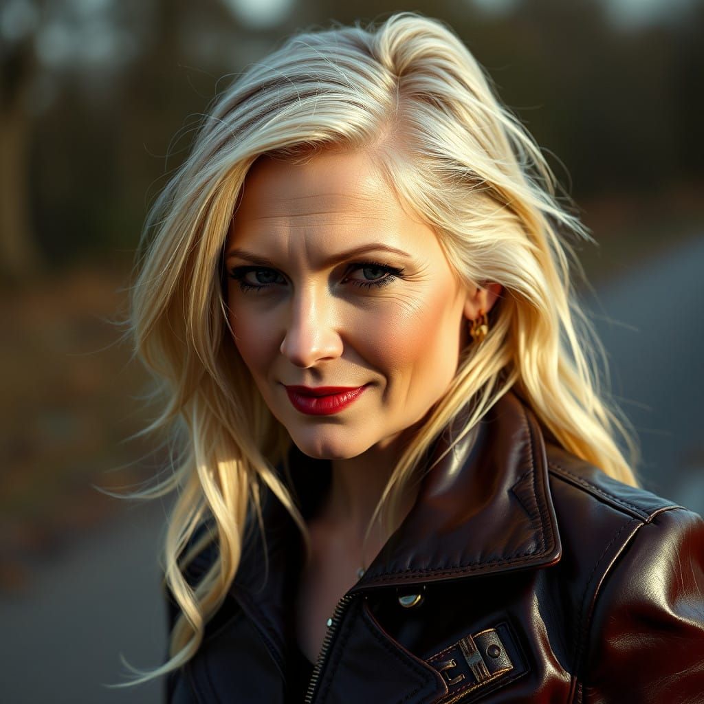 Beautiful Blonde Woman Walking in Heels, Hyperrealistic Port...