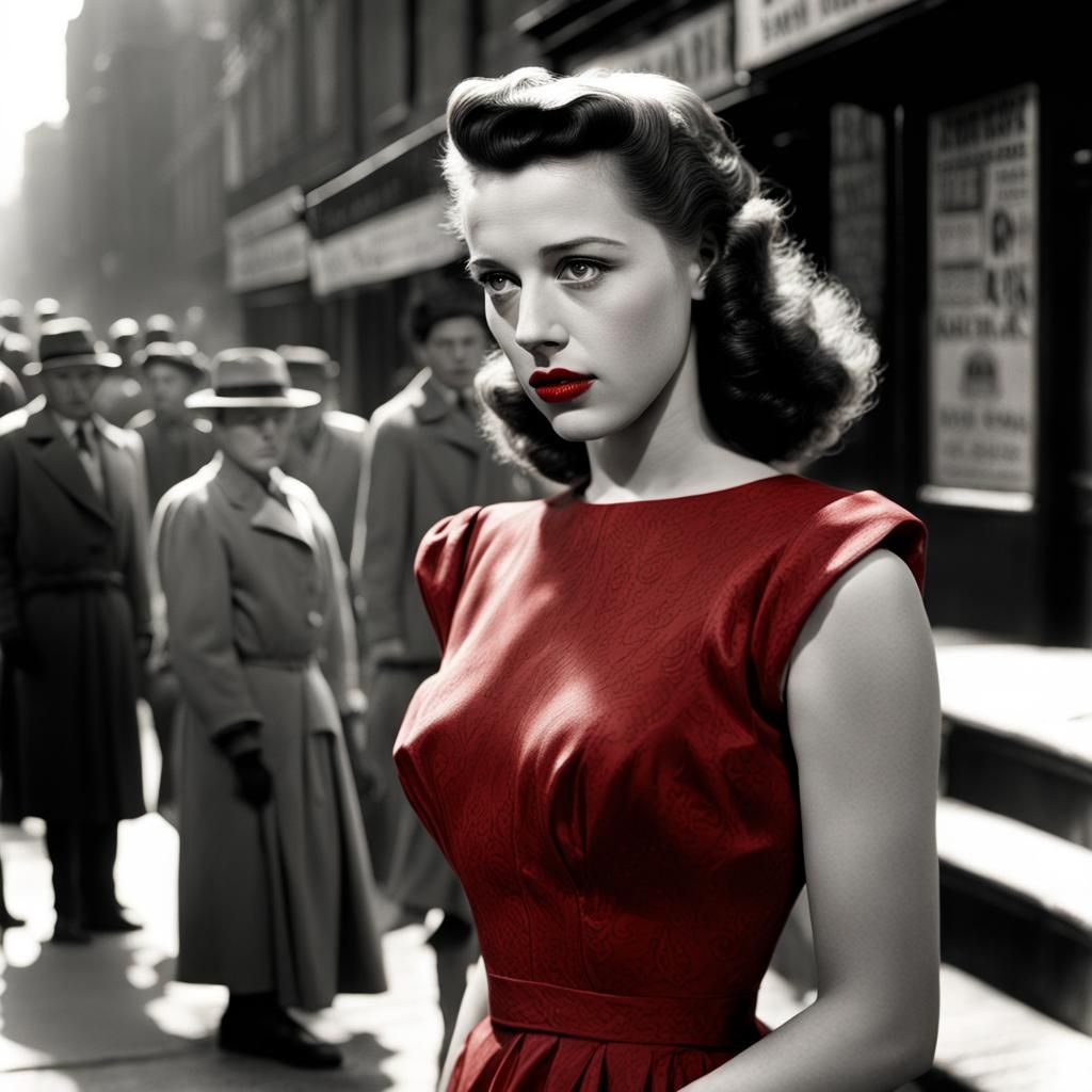 1940s Actress: Sadness in Black and White Portrait