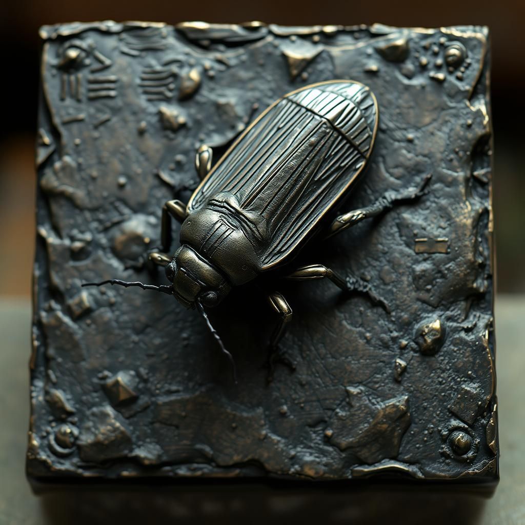 Bronze Cicada Sculpture on Ancient Book