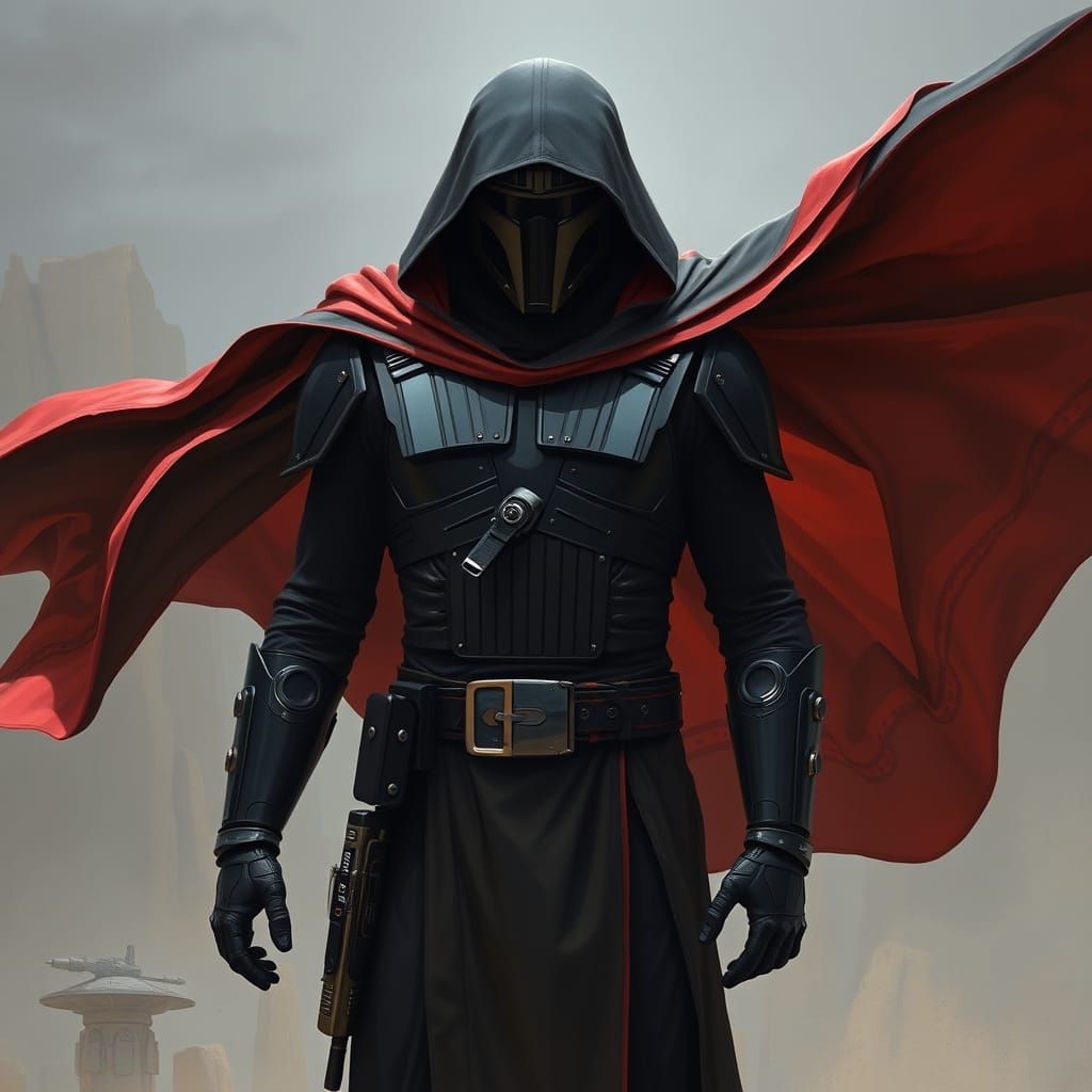 Armored Figure in Black and Red, Star Wars Concept Art