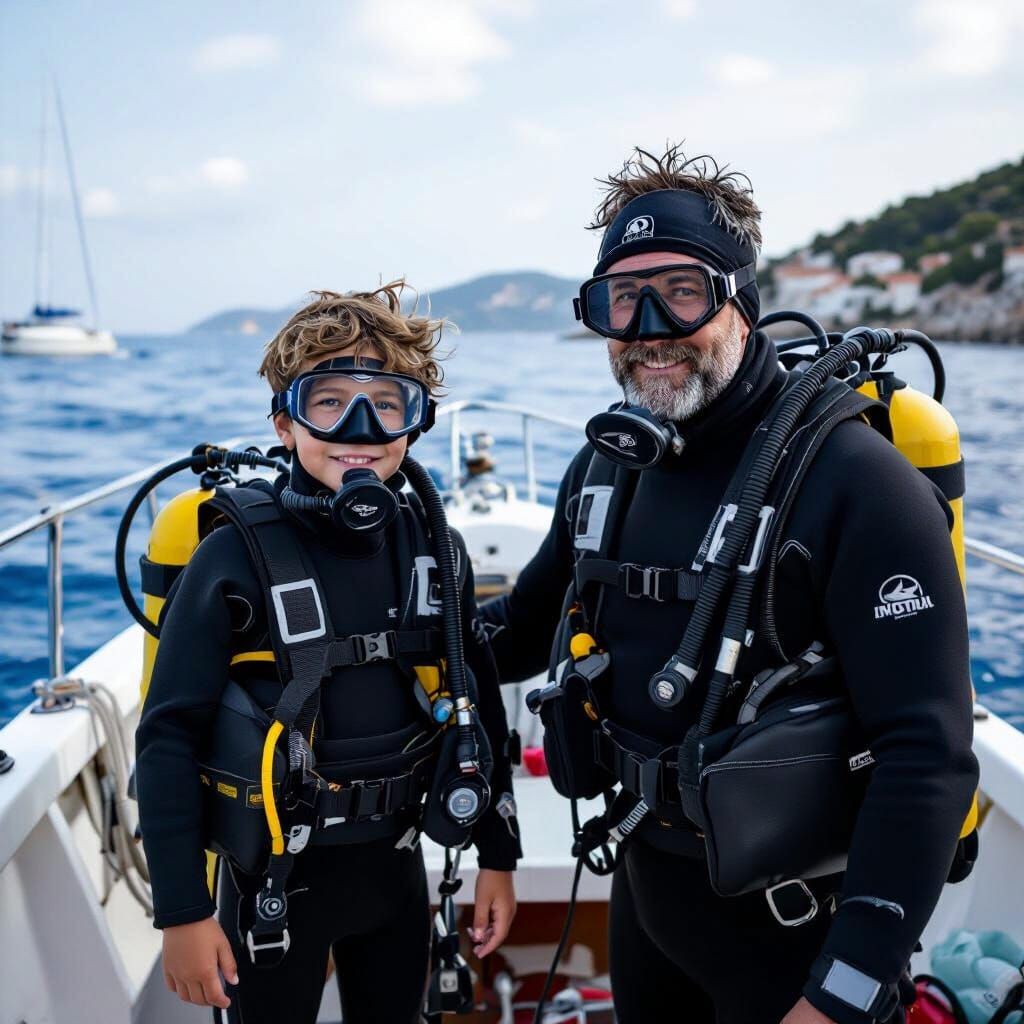 Father and Son's Mediterranean Diving Adventure in Ghibli St...
