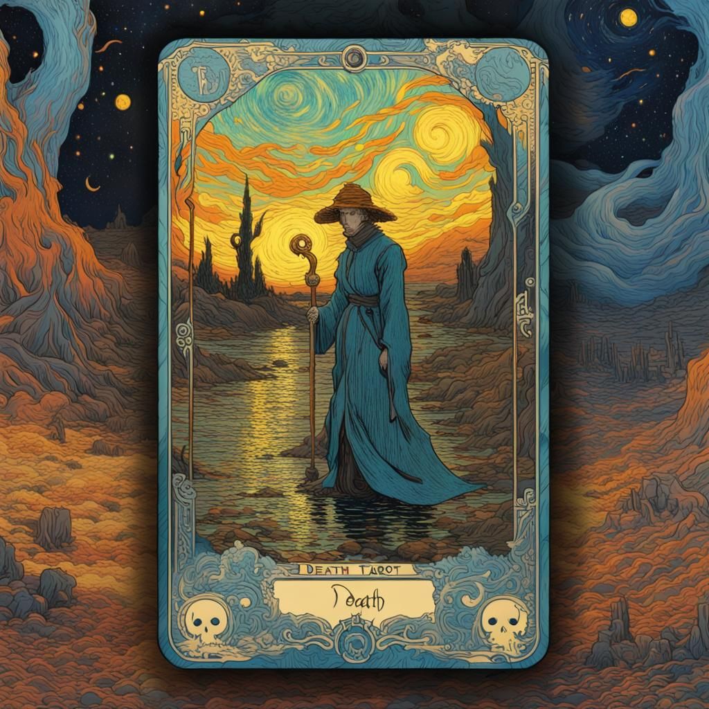 Death Tarot Card in Van Gogh Style