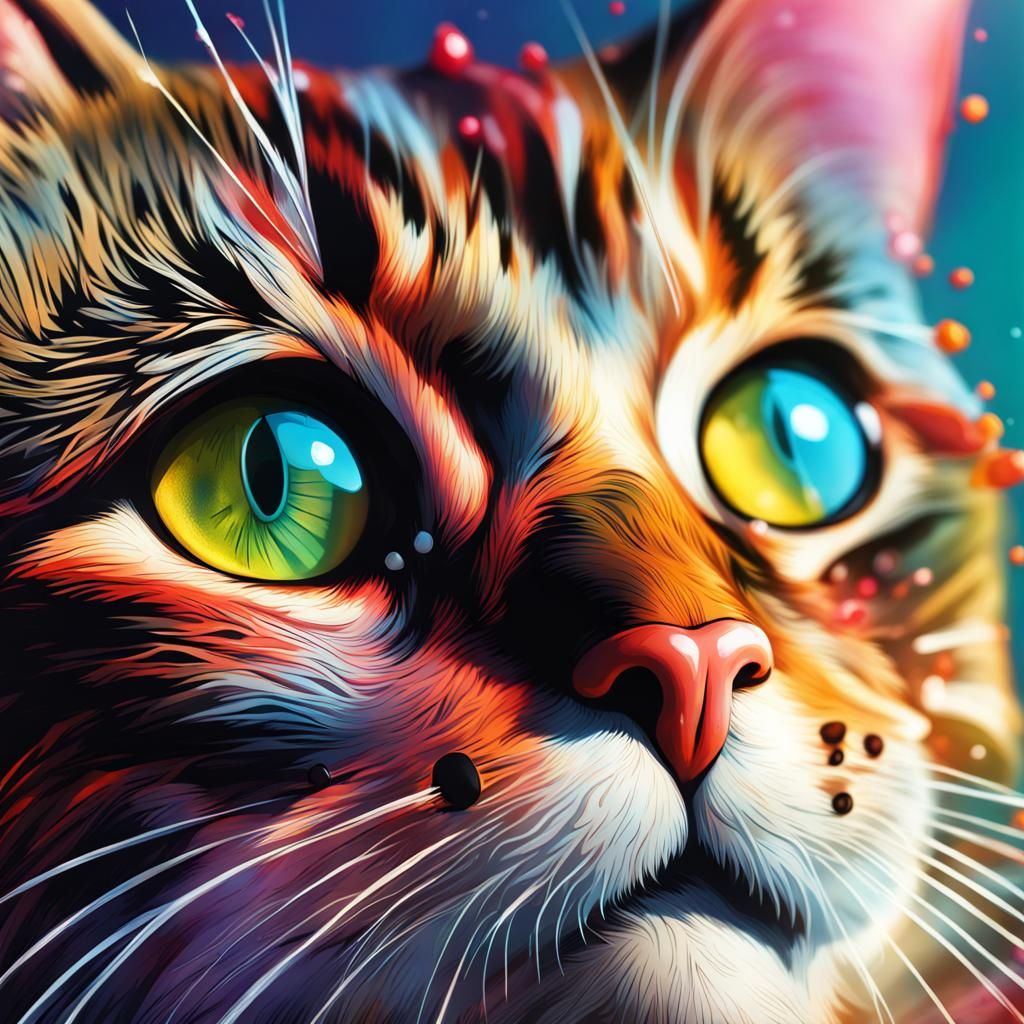Hyperrealistic Cat in Splash Art Style