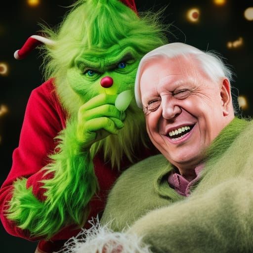 Sir David Attenborough with the Grinch.