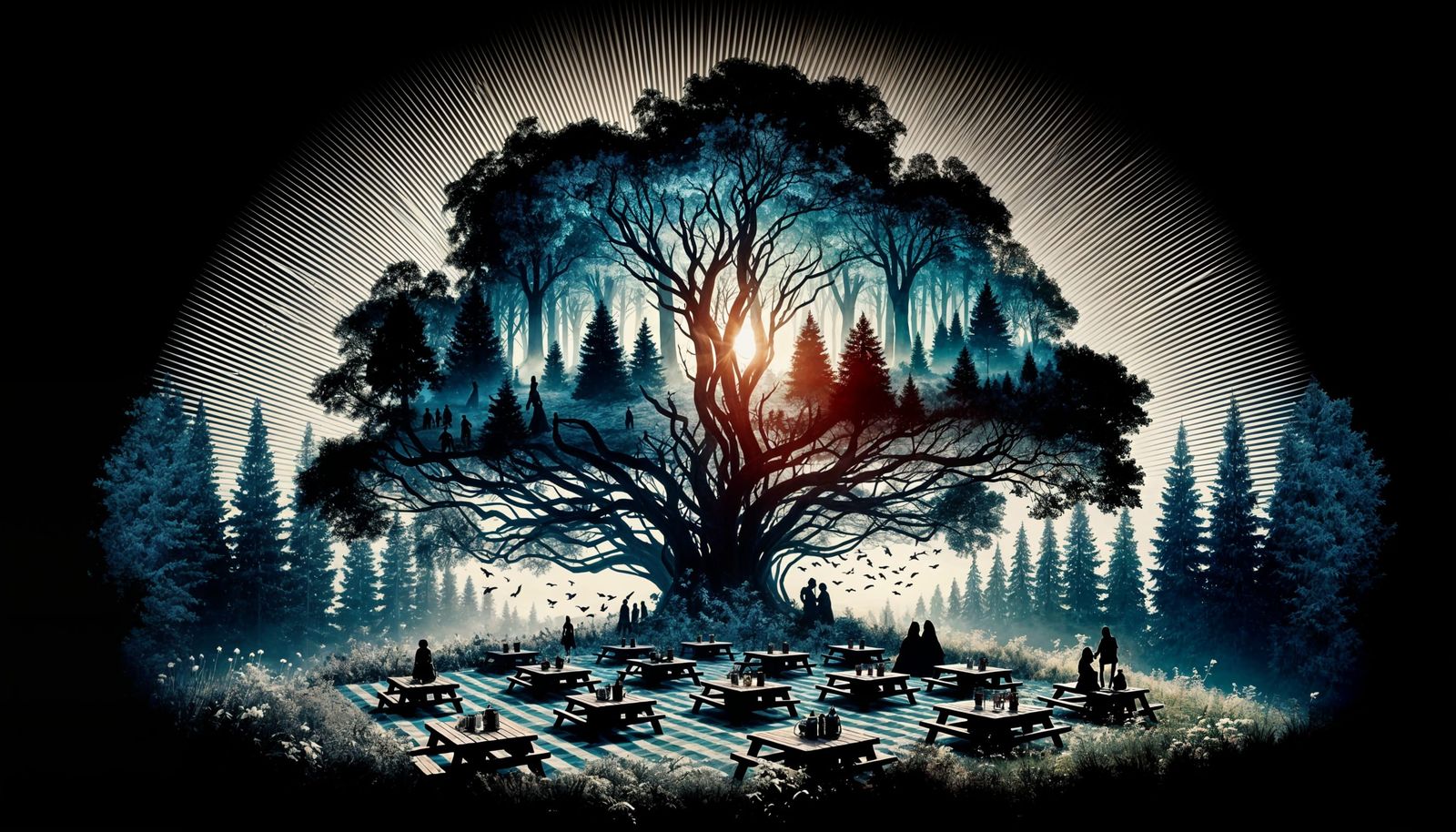 Fantasy Forest Picnic in Dreamlike Gingham