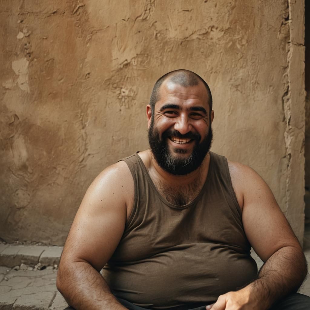 Smiling Syrian Man: Cinematic Film Still