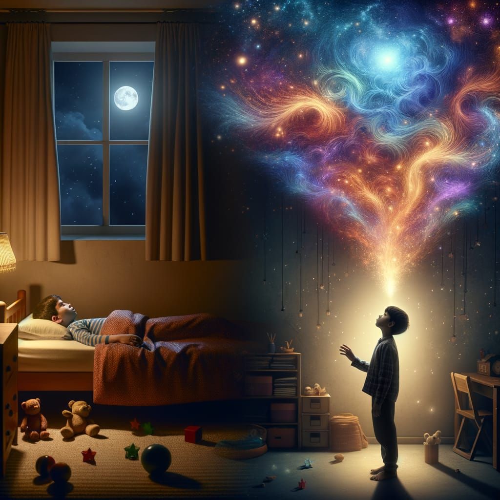 Boy Ascends to Astral Realm from Bedroom