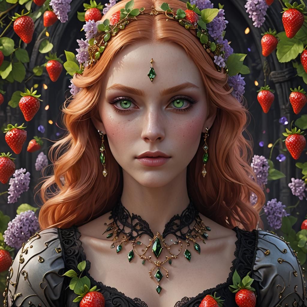 Gothic Beauty with Green Eyes in Fantasy Art
