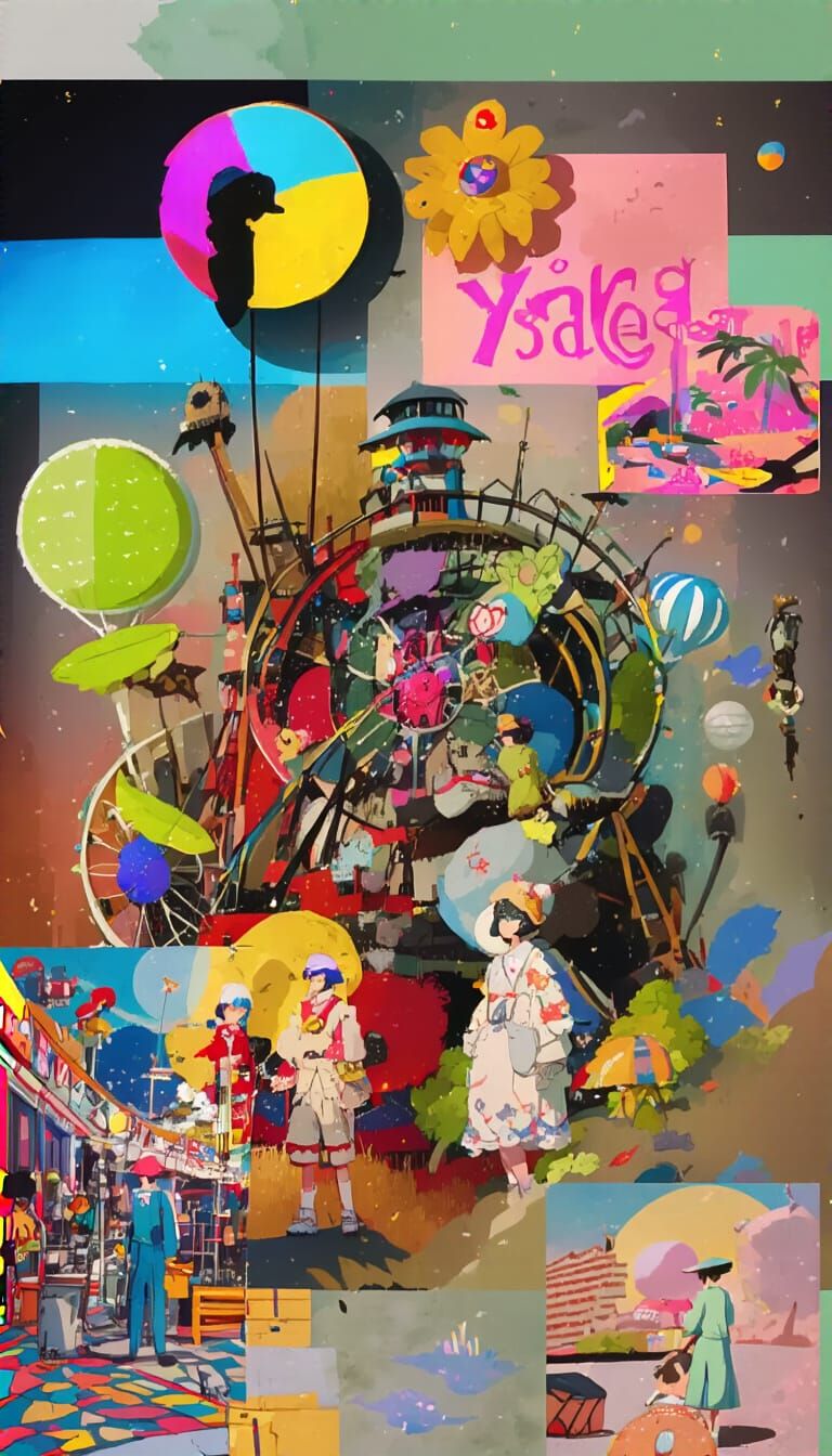 Vibrant Carnival Scene in Whimsical Animation Style