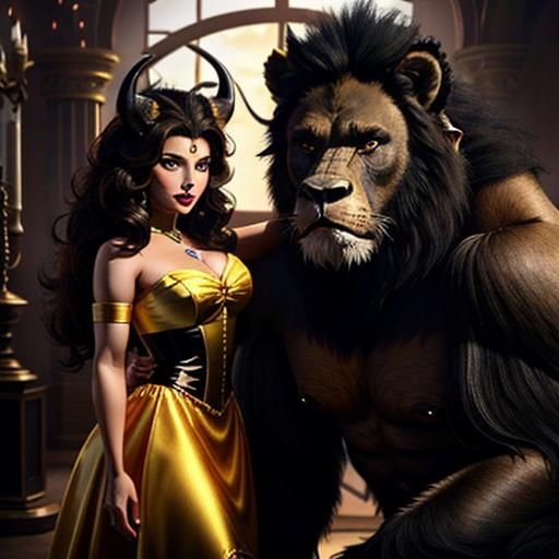 Deana Troi as Belle with Chimera Beast