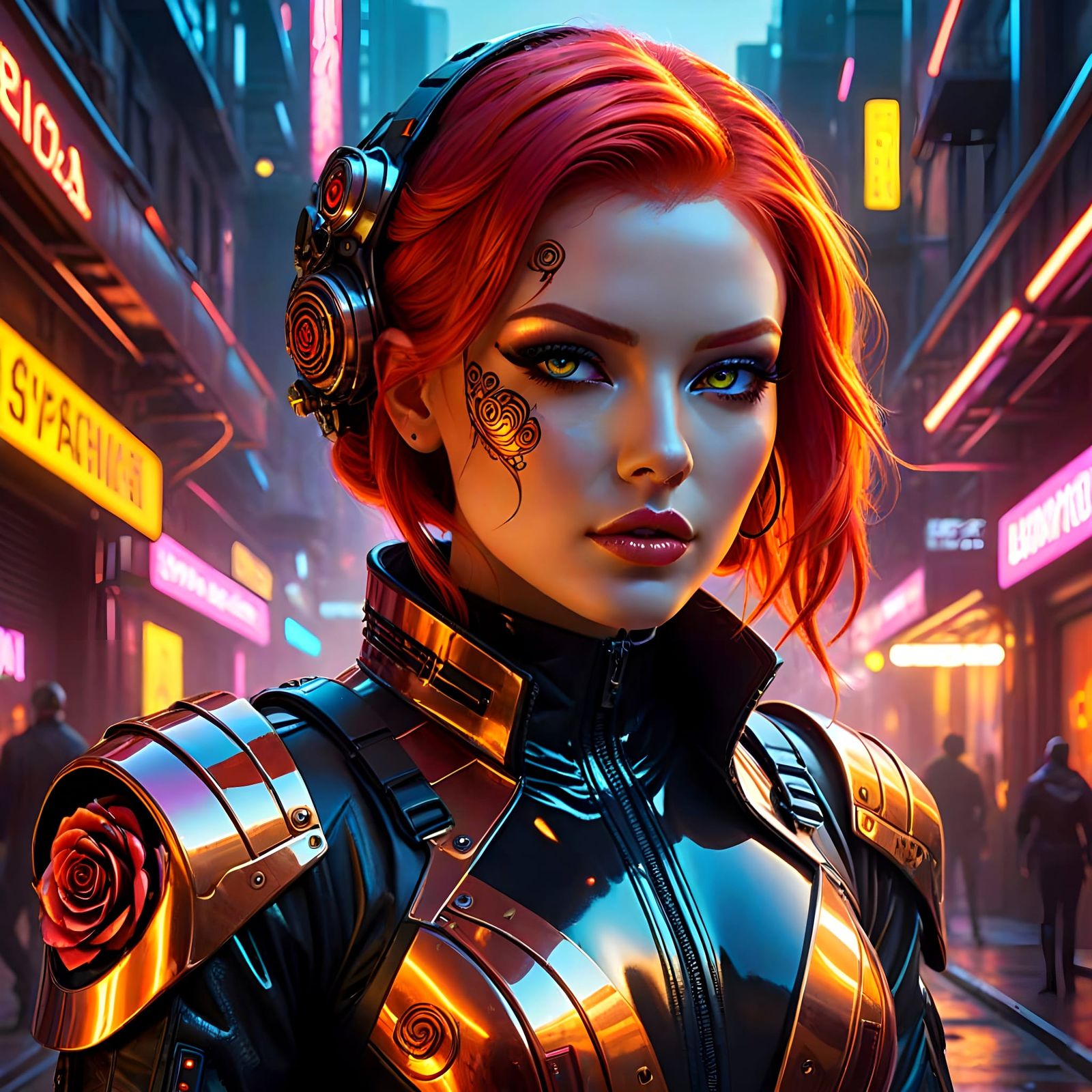 Cyberpunk Goddess in Futuristic Alleyway