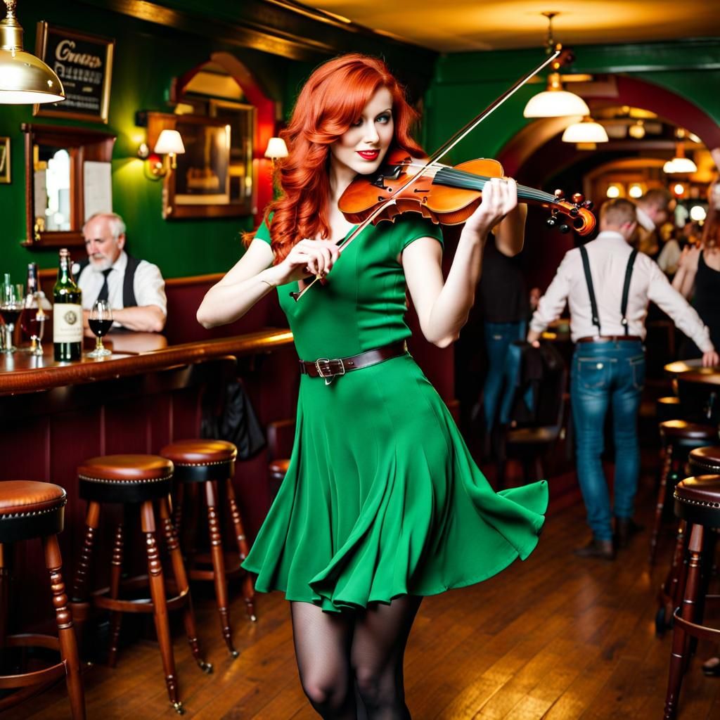 Irish Girl Dancing in a Pub