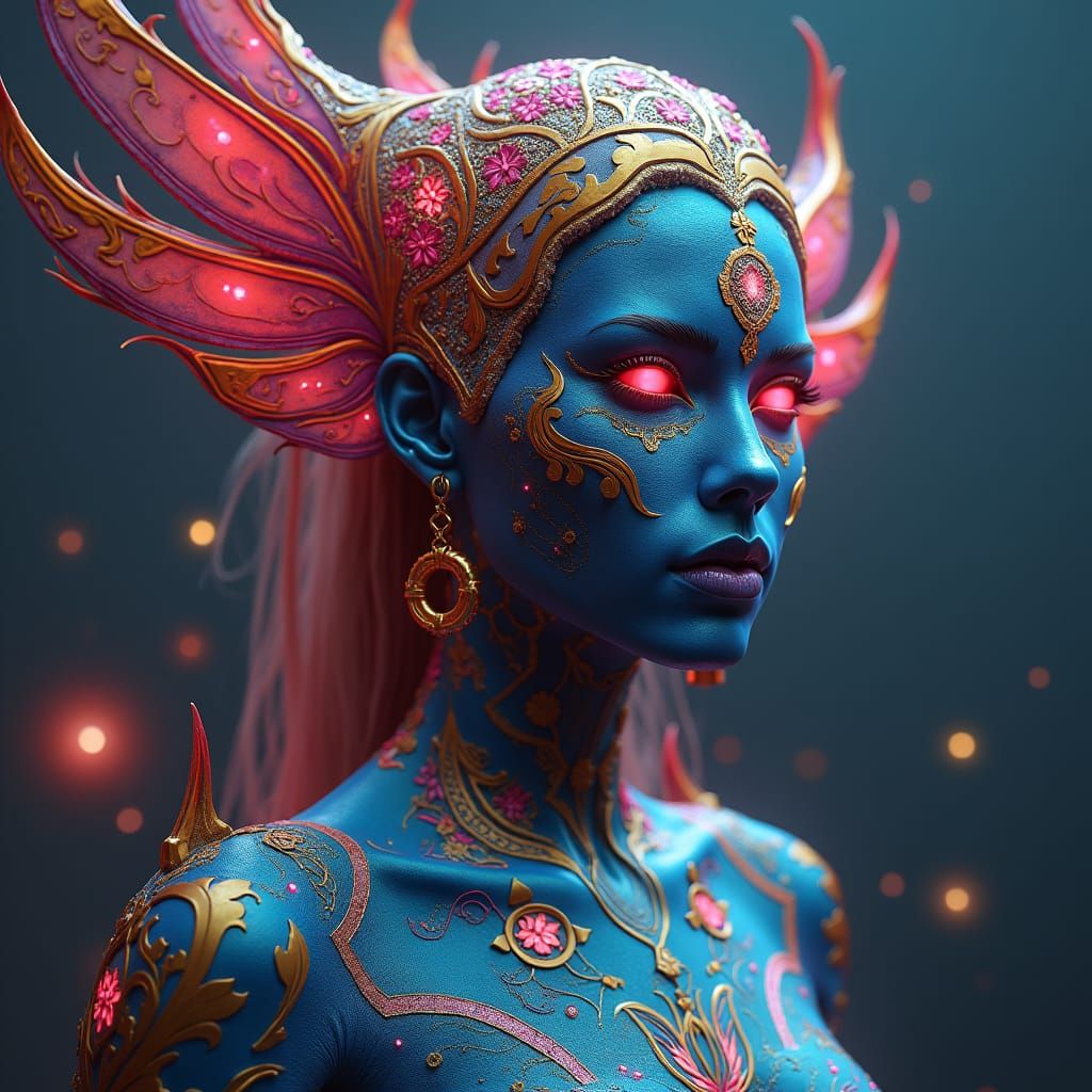 Mystical Body Art in a Fantasy Style