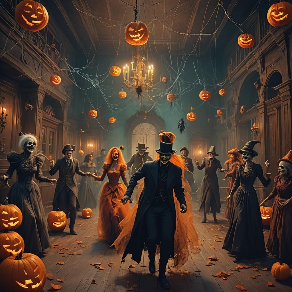Spooky Halloween Party in Fantasy Concept Art Style