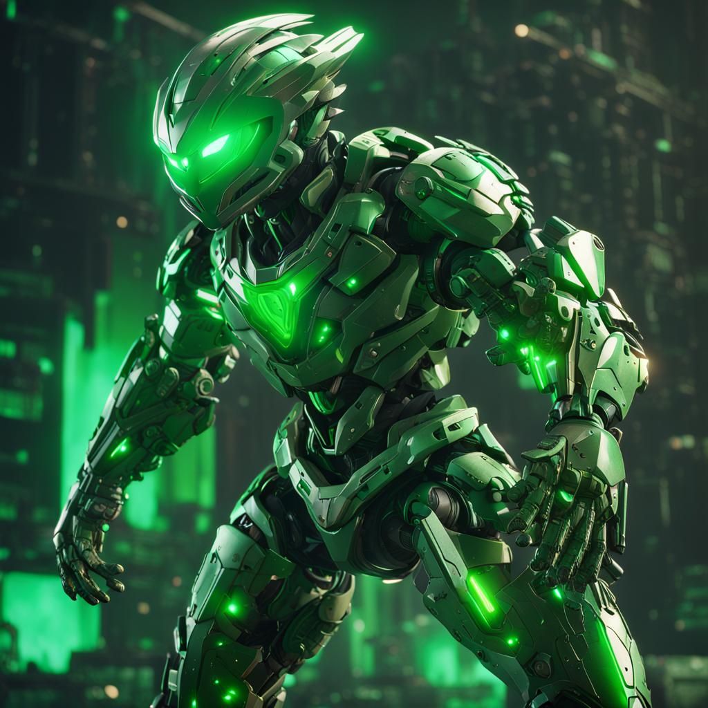 Vigilante Deku: Dynamic Pose in Futuristic Setting