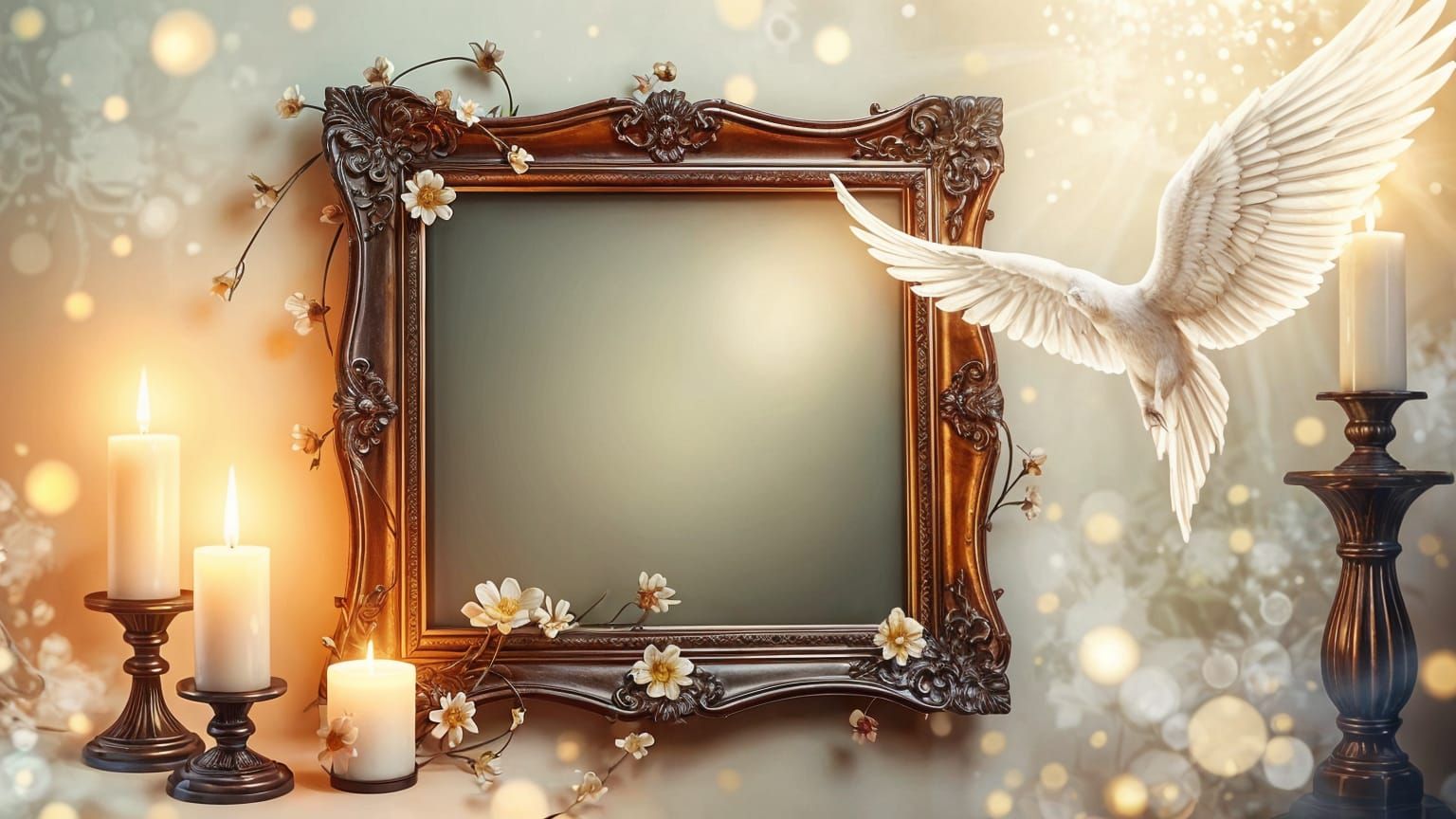 Ethereal Frame in Soft Candlelight, with Angelic Presence
