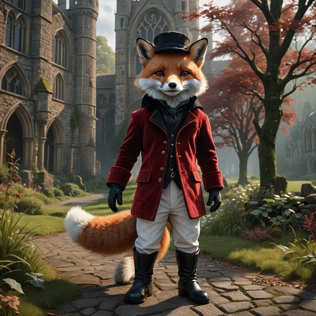 Fox in Velvet Jacket Outside Underhill Abbey