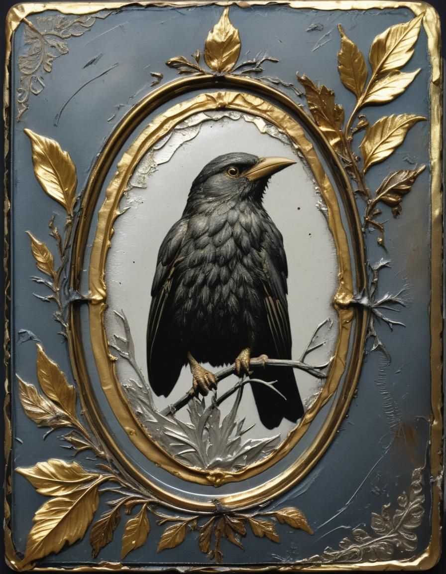 Feathered Crone Embossed Tintype Ikon
