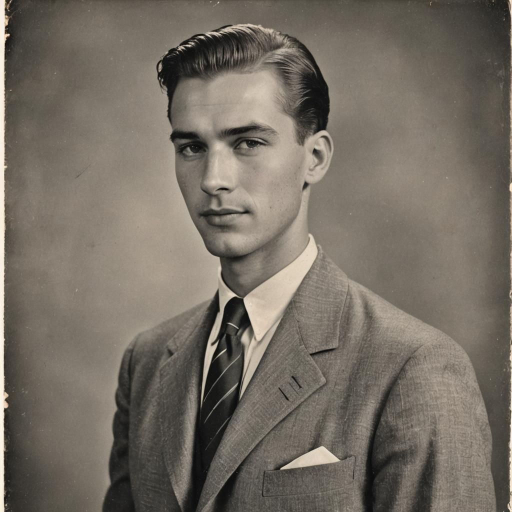 1950s Black and White Photo of Young Man