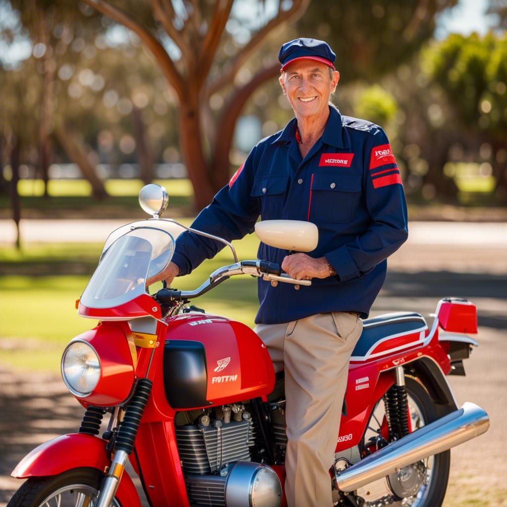 Australian Postman Portrait on Honda CT110