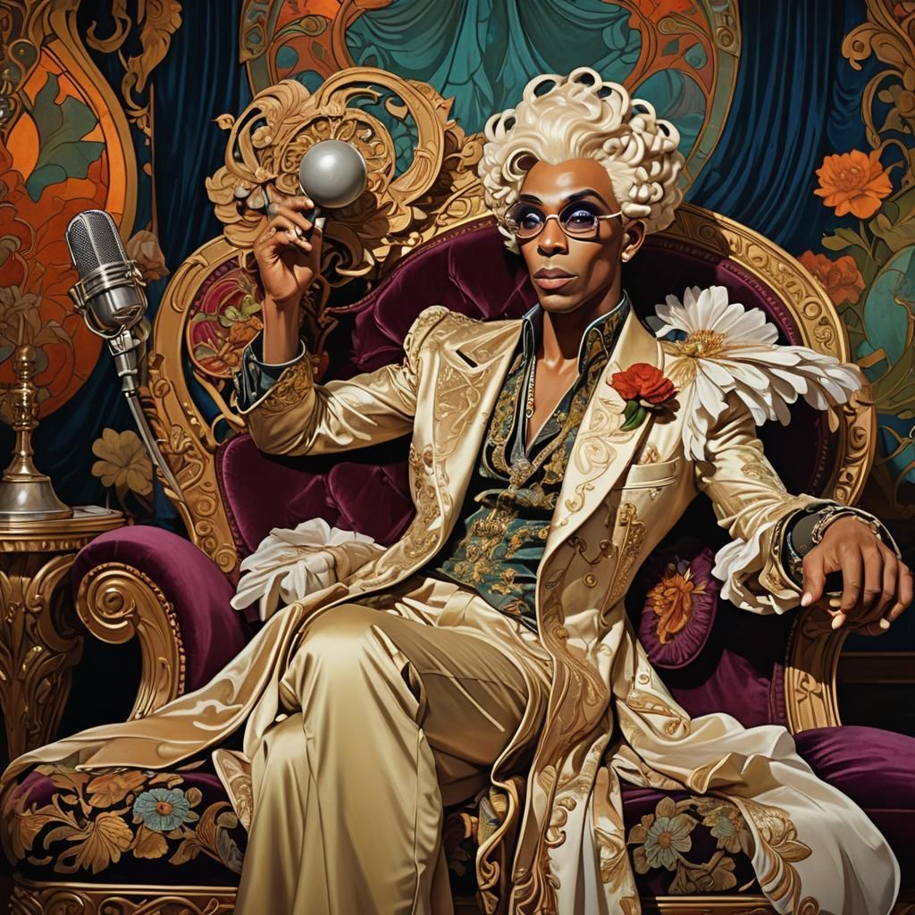 Ru Paul in Art Nouveau Style on Stage