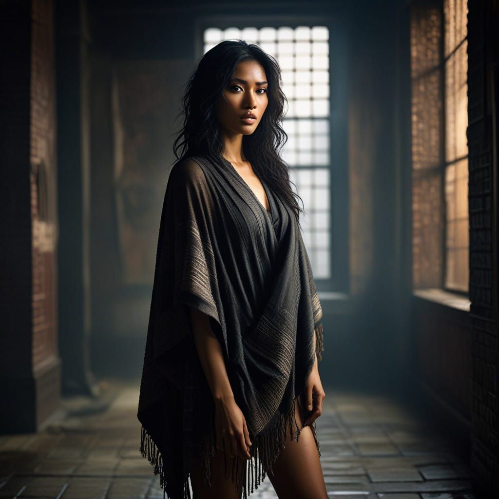 Gritty Portrait of a Mixed Heritage Woman in Contemplation