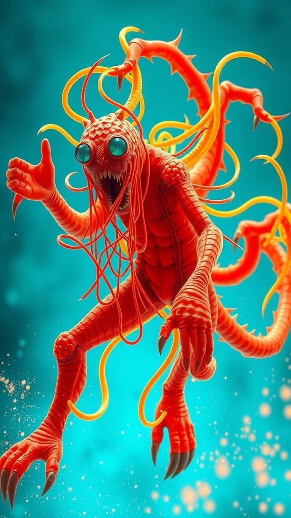 Futuristic Spaghetti Monster in Turquoise