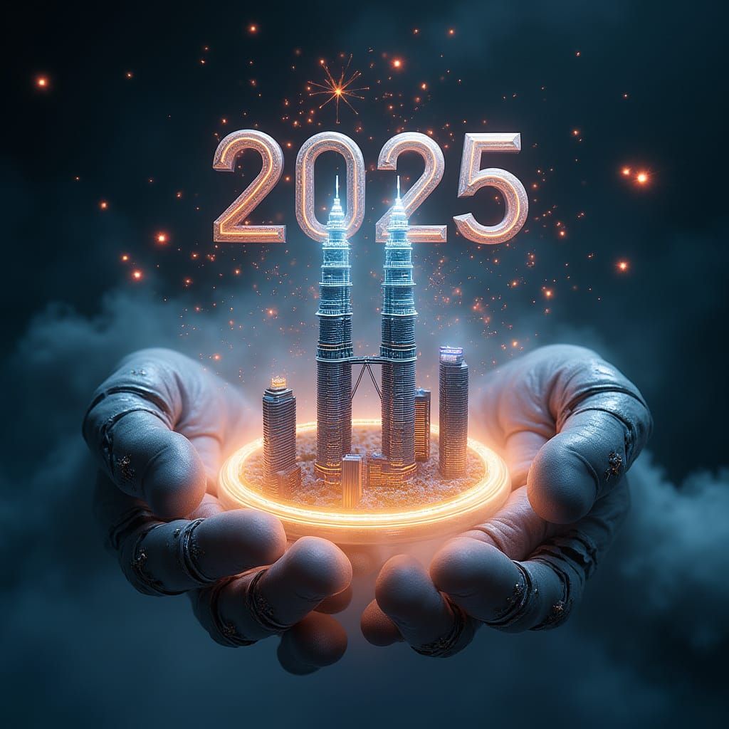 Gigantic Robotic Hand Holds Radiant Bowl with Petronas Twin ...