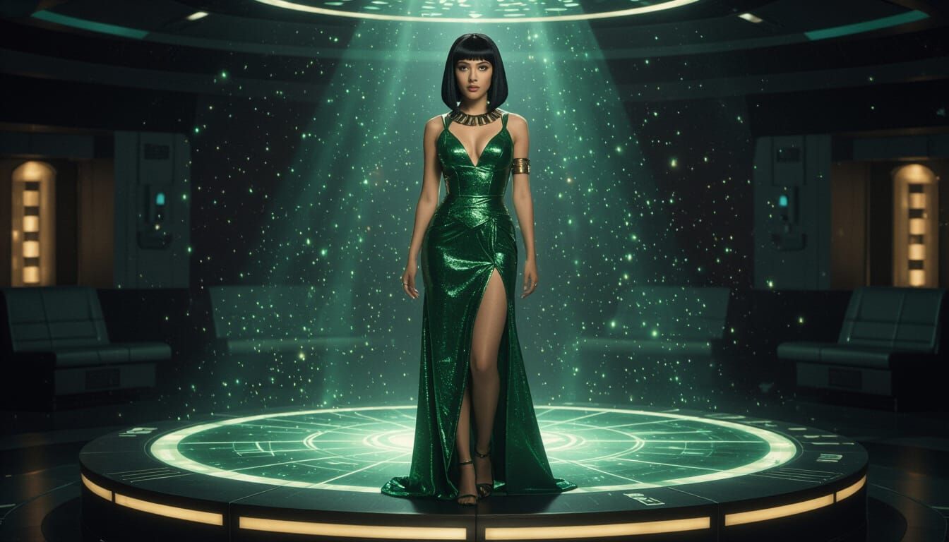 Loxy Bliss on Starfleet Transporter Pad in Emerald Glow
