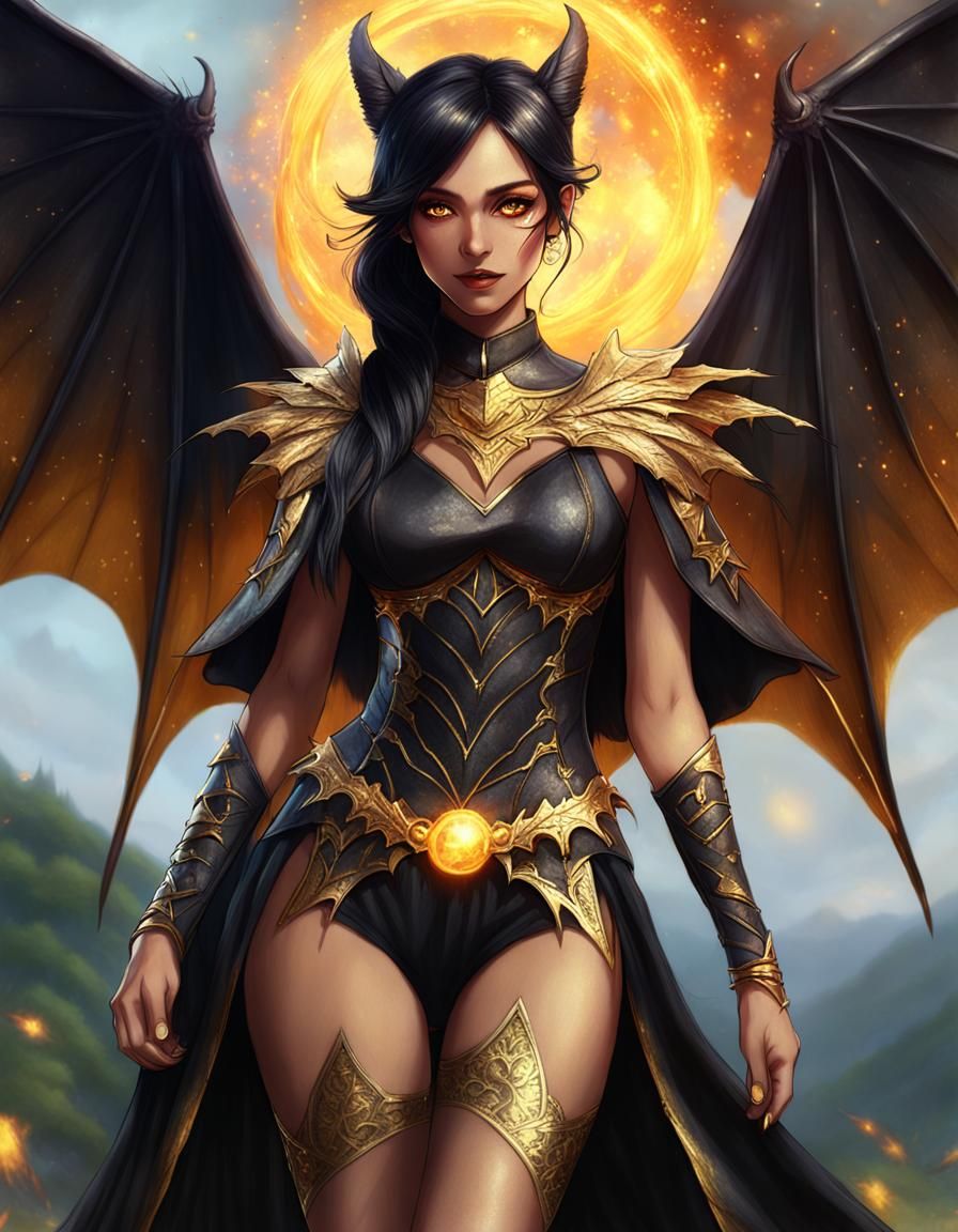 Highfae with Combustion Magic and Bat Wings