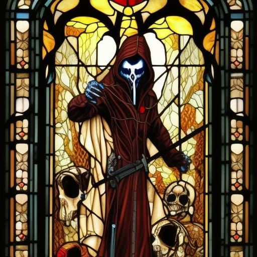 Grim Reaper Stained Glass Comic Art