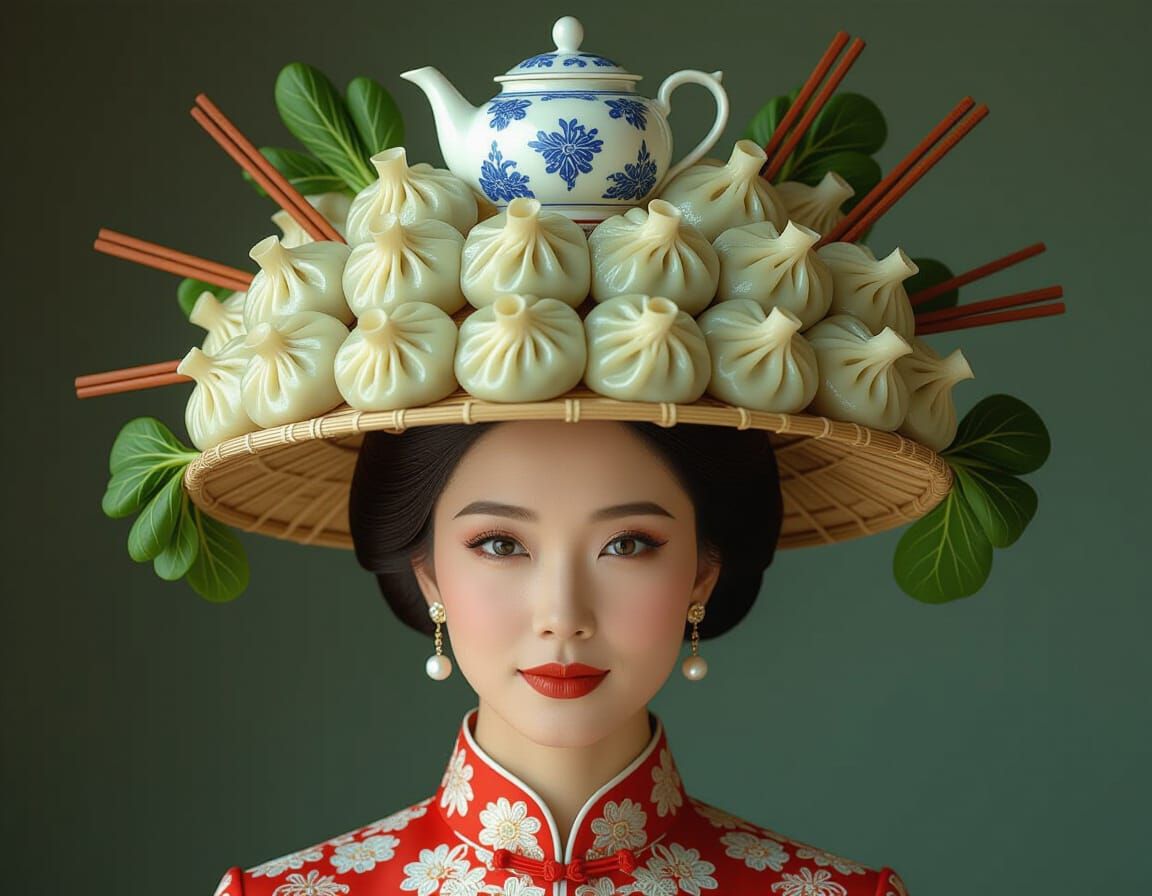 Extravagant Dim Sum Hat Fashion Editorial